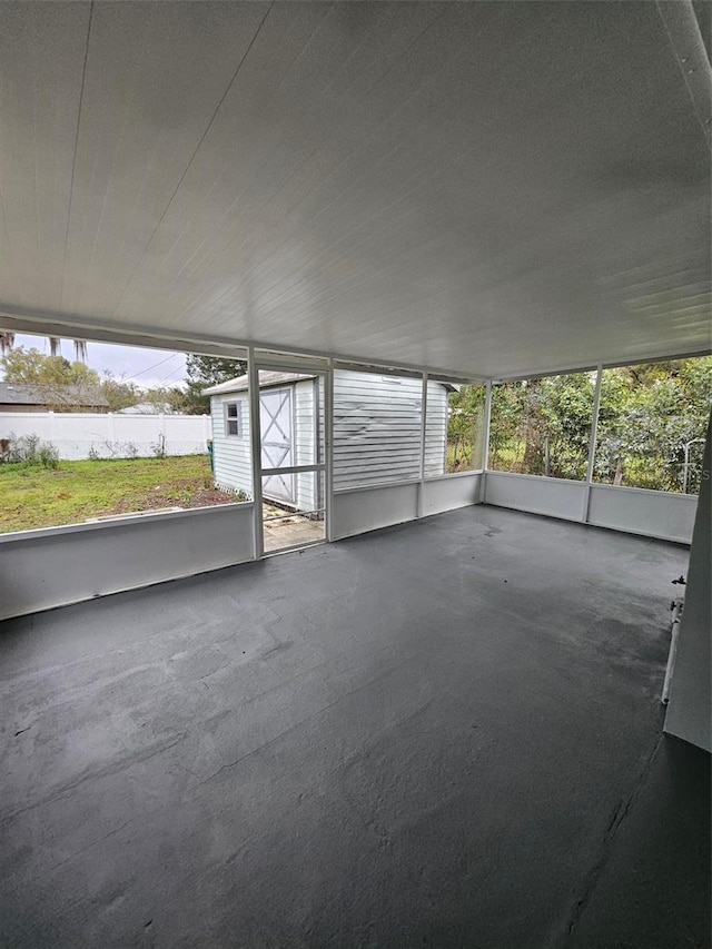 view of unfurnished sunroom