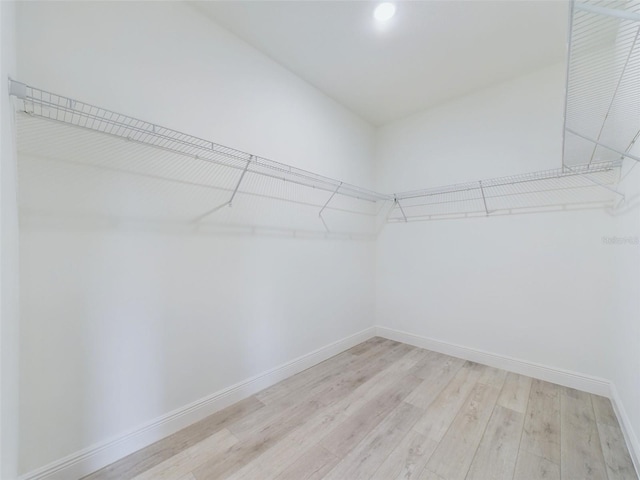 spacious closet with light wood finished floors