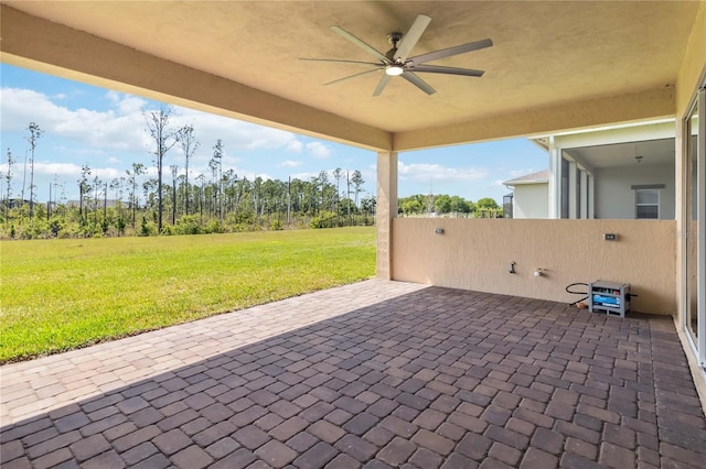 view of patio / terrace featuring a ceiling fan