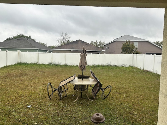 view of yard featuring a fenced backyard