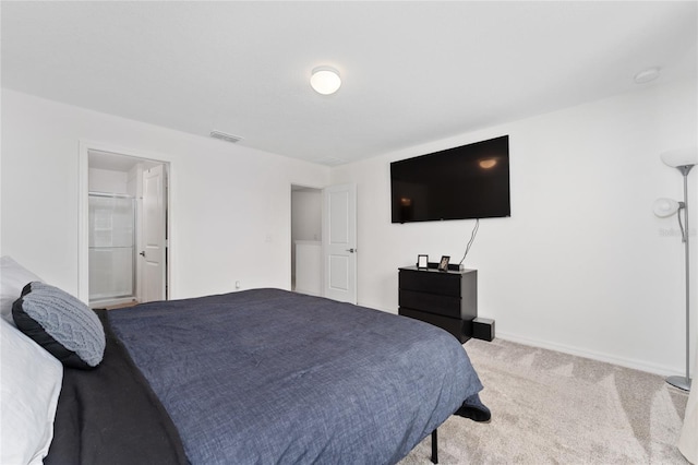 bedroom featuring carpet flooring, baseboards, and visible vents