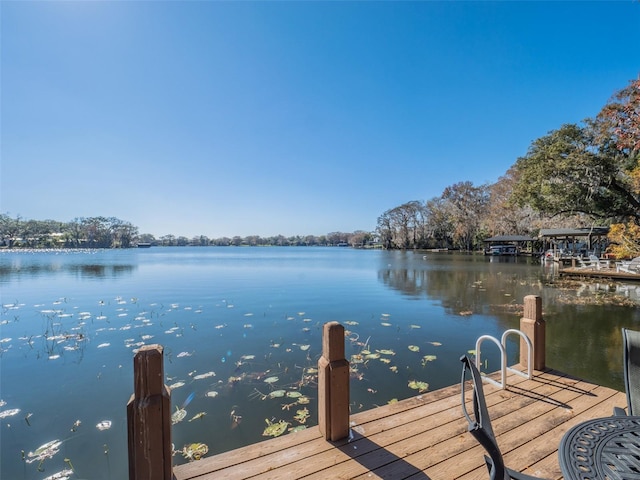 view of dock featuring a water view