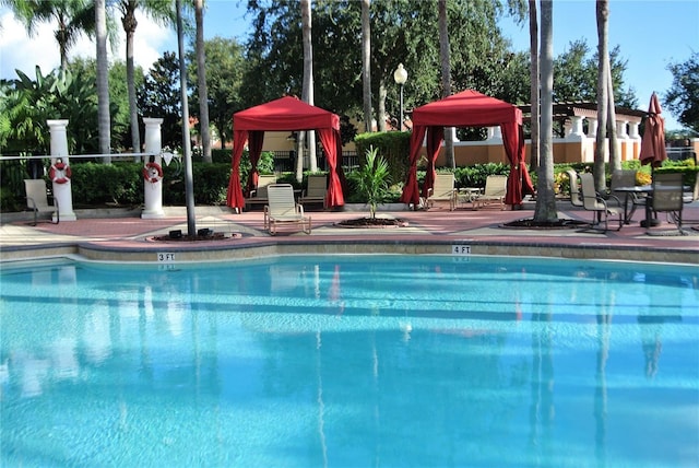 pool featuring a patio area