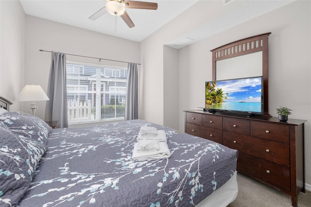 bedroom featuring carpet and ceiling fan