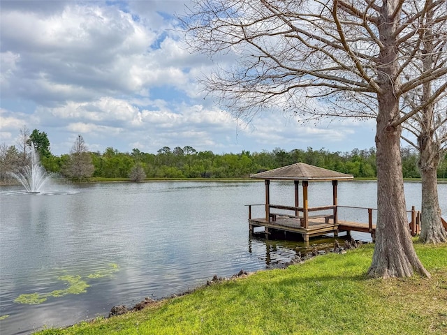 view of dock featuring a water view