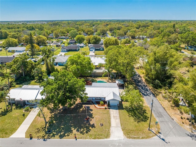 drone / aerial view with a forest view