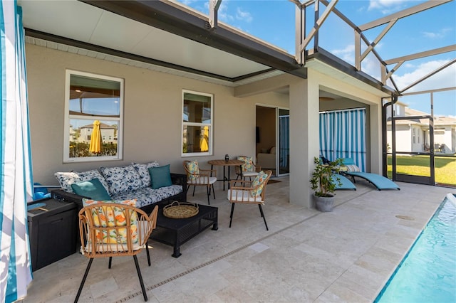 view of patio / terrace with a lanai and an outdoor hangout area