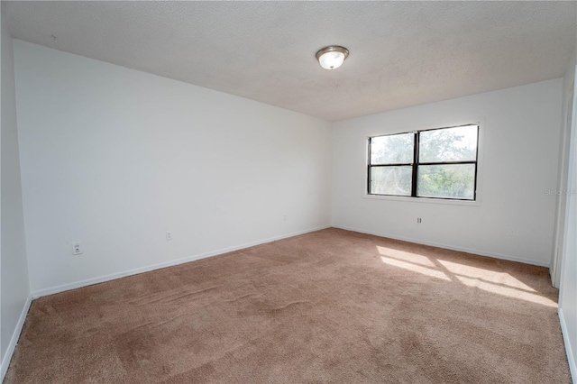 spare room featuring a textured ceiling, baseboards, and carpet floors