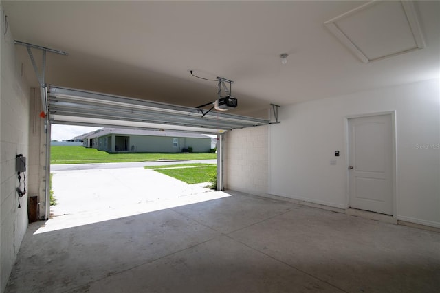 garage with a garage door opener