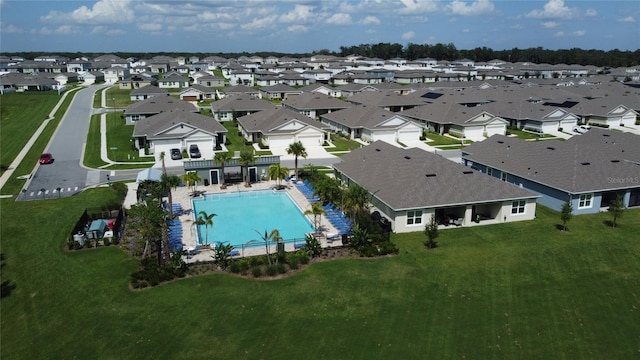 bird's eye view with a residential view