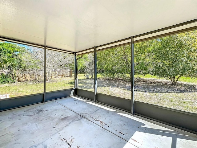 view of unfurnished sunroom