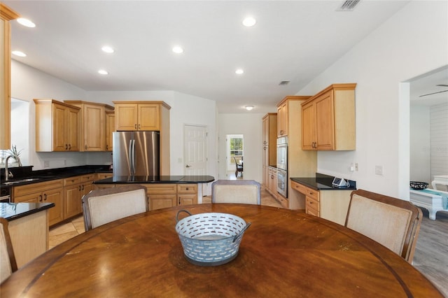 dining area with recessed lighting and visible vents