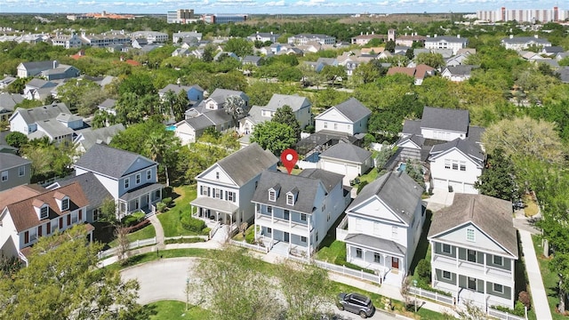 drone / aerial view with a residential view