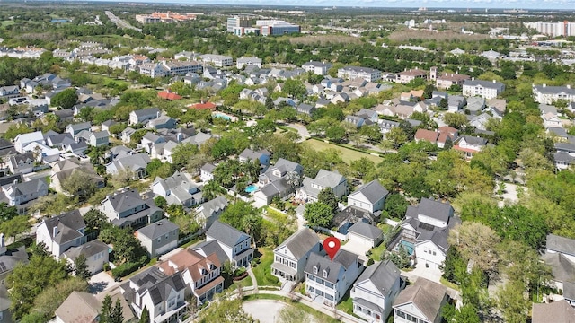 aerial view with a residential view