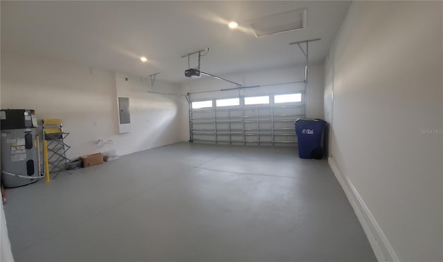 garage featuring electric panel and a garage door opener