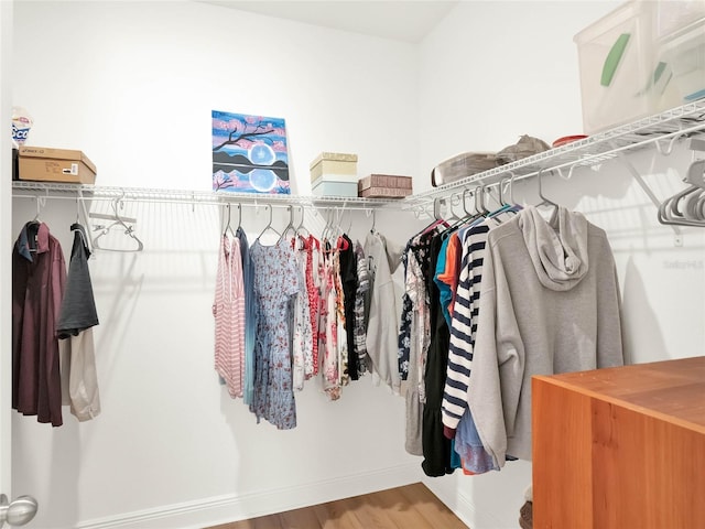 spacious closet with wood finished floors