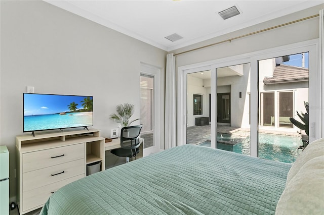 bedroom featuring multiple windows and visible vents