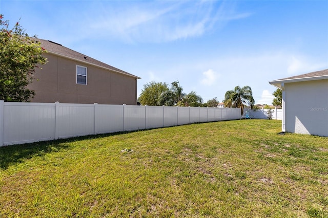 view of yard featuring a fenced backyard