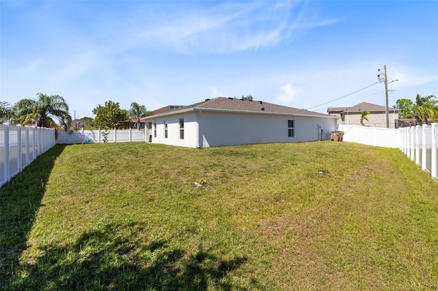 view of yard featuring a fenced backyard