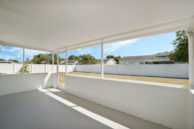 view of unfurnished sunroom