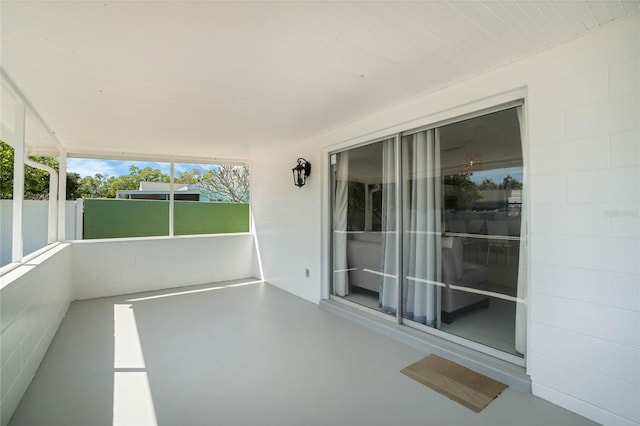 view of unfurnished sunroom