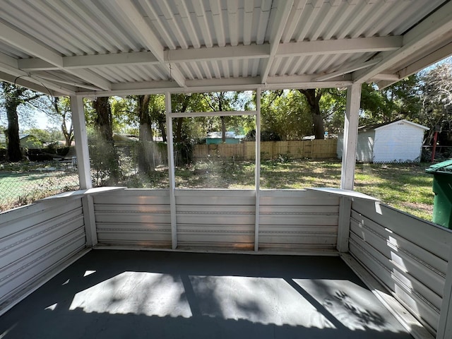 view of unfurnished sunroom