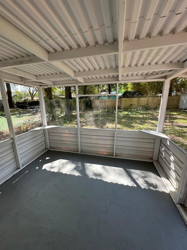 view of unfurnished sunroom