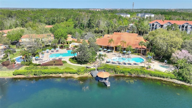 bird's eye view featuring a water view