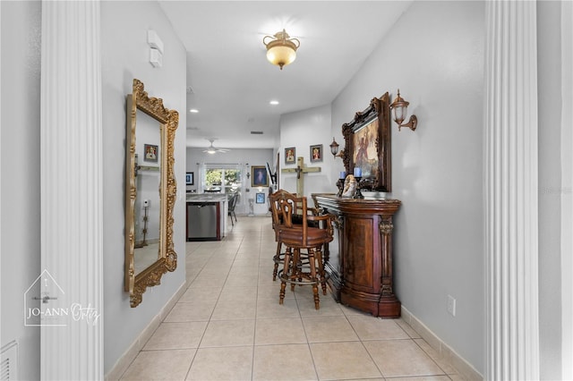 2102 Congress Ln, Saint Cloud, FL 34769 - hallway with light tile patterned flooring and recessed lighting