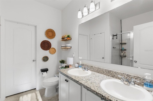 1153 Augustus Dr, Davenport, FL 33896 - bathroom featuring a sink, toilet, a shower stall, and double vanity