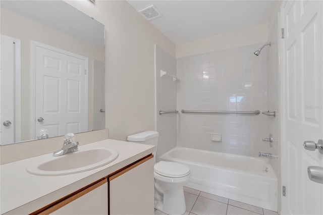 2435 King Oak Ln, Saint Cloud, FL 34769 - bathroom featuring tile patterned flooring, visible vents, toilet, shower / bathtub combination, and vanity