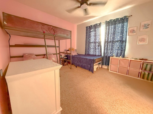 bedroom featuring carpet and ceiling fan