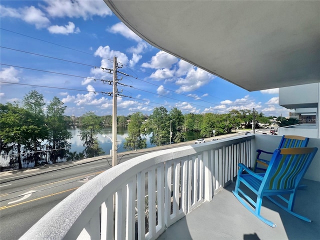 balcony with a water view