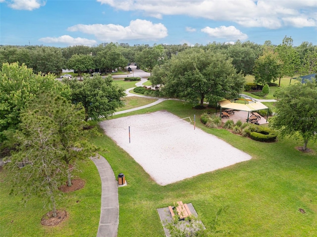 view of home's community featuring a gazebo, volleyball court, and a yard