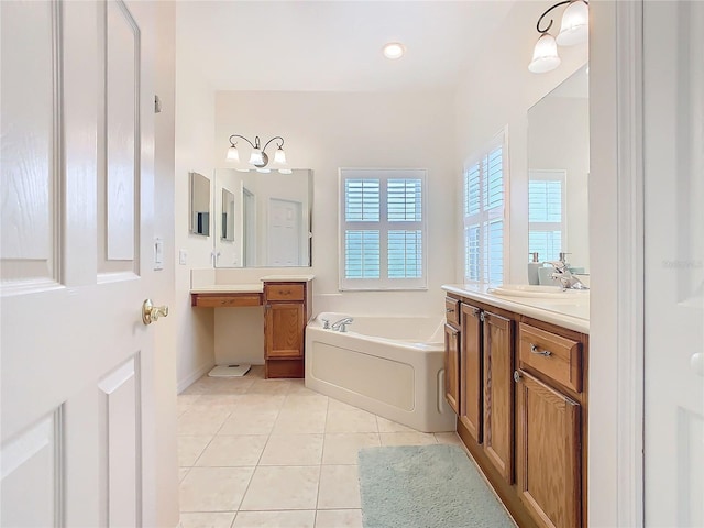 501 Heartwell Dr, Poinciana, FL 34759 - full bathroom with a bath, tile patterned flooring, and vanity