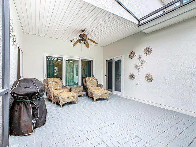 501 Heartwell Dr, Poinciana, FL 34759 - view of patio / terrace with grilling area and ceiling fan