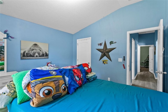 323 Azincourt Ln, Kissimmee, FL 34759 - bedroom featuring lofted ceiling, wood finished floors, and a textured ceiling