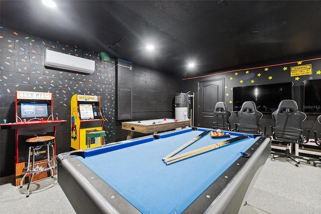 playroom with a wall mounted AC and pool table