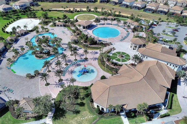 drone / aerial view with a residential view