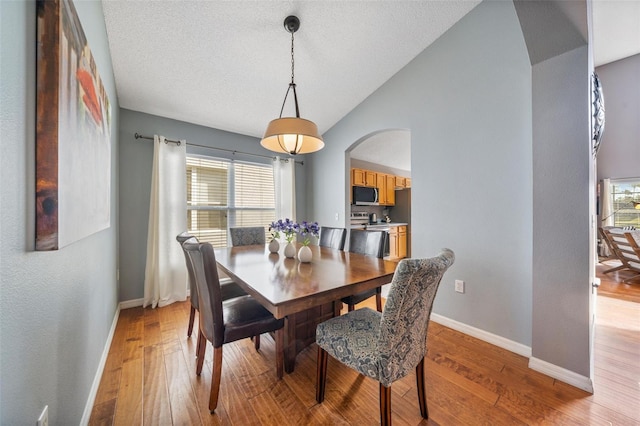1048 Lake Berkley Dr, Kissimmee, FL 34746 - dining room featuring arched walkways, baseboards, and plenty of natural light