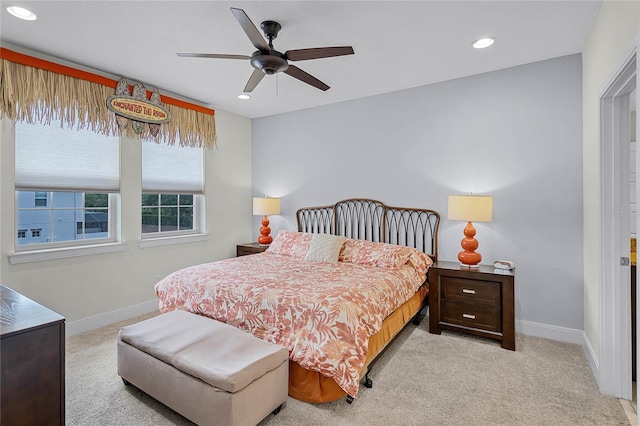 510 Captiva Dr, Davenport, FL 33896 - carpeted bedroom with baseboards, recessed lighting, and a ceiling fan
