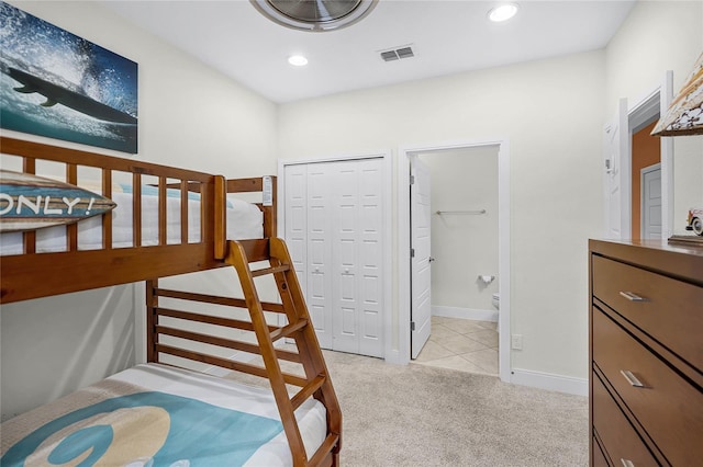 510 Captiva Dr, Davenport, FL 33896 - bedroom featuring light colored carpet, recessed lighting, baseboards, visible vents, and a closet