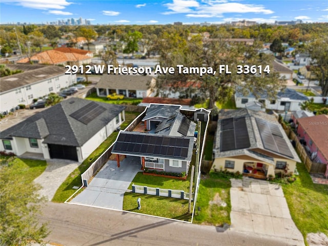 aerial view featuring a residential view