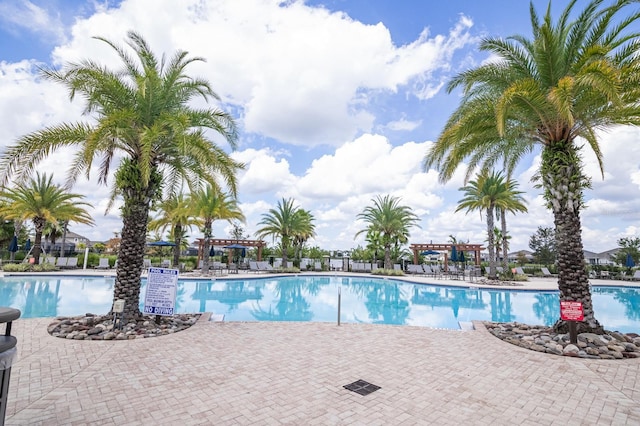 2566 Trielle Ave, Kissimmee, FL 34741 - community pool with a pergola and a patio area