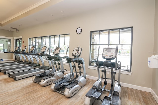 2566 Trielle Ave, Kissimmee, FL 34741 - exercise room featuring baseboards and wood finished floors