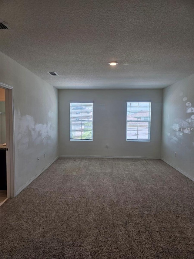 carpeted spare room featuring visible vents, a wealth of natural light, and baseboards