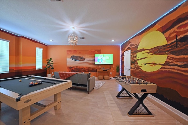 4221 Paragraph Dr, Kissimmee, FL 34746 - game room featuring billiards, visible vents, and a chandelier