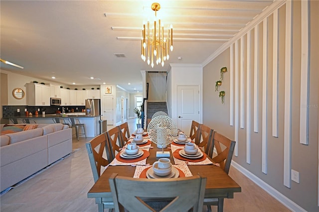 4221 Paragraph Dr, Kissimmee, FL 34746 - dining area featuring recessed lighting, an inviting chandelier, light tile patterned floors, baseboards, and visible vents