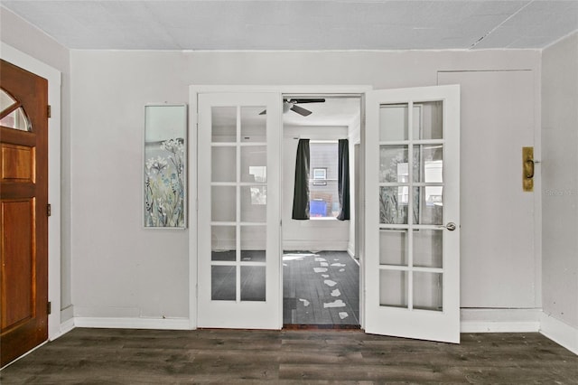 514 Massachusetts Ave, Saint Cloud, FL 34769 - entrance foyer with baseboards, wood finished floors, french doors, and a ceiling fan