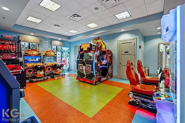 9075 Dogleg Dr, Davenport, FL 33896 - playroom featuring a drop ceiling and visible vents